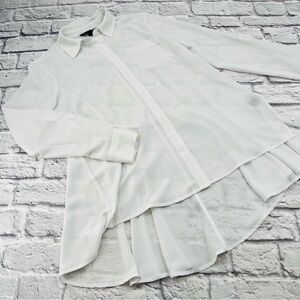 Simply Vera Vera Wang White Button Down Tunic Blouse Size S Loose Button Up